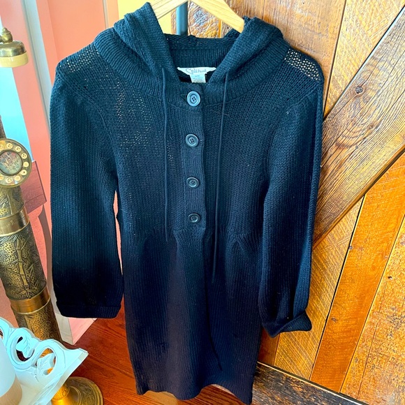 Red Paint button down hooded tunic sweater - Picture 1 of 4